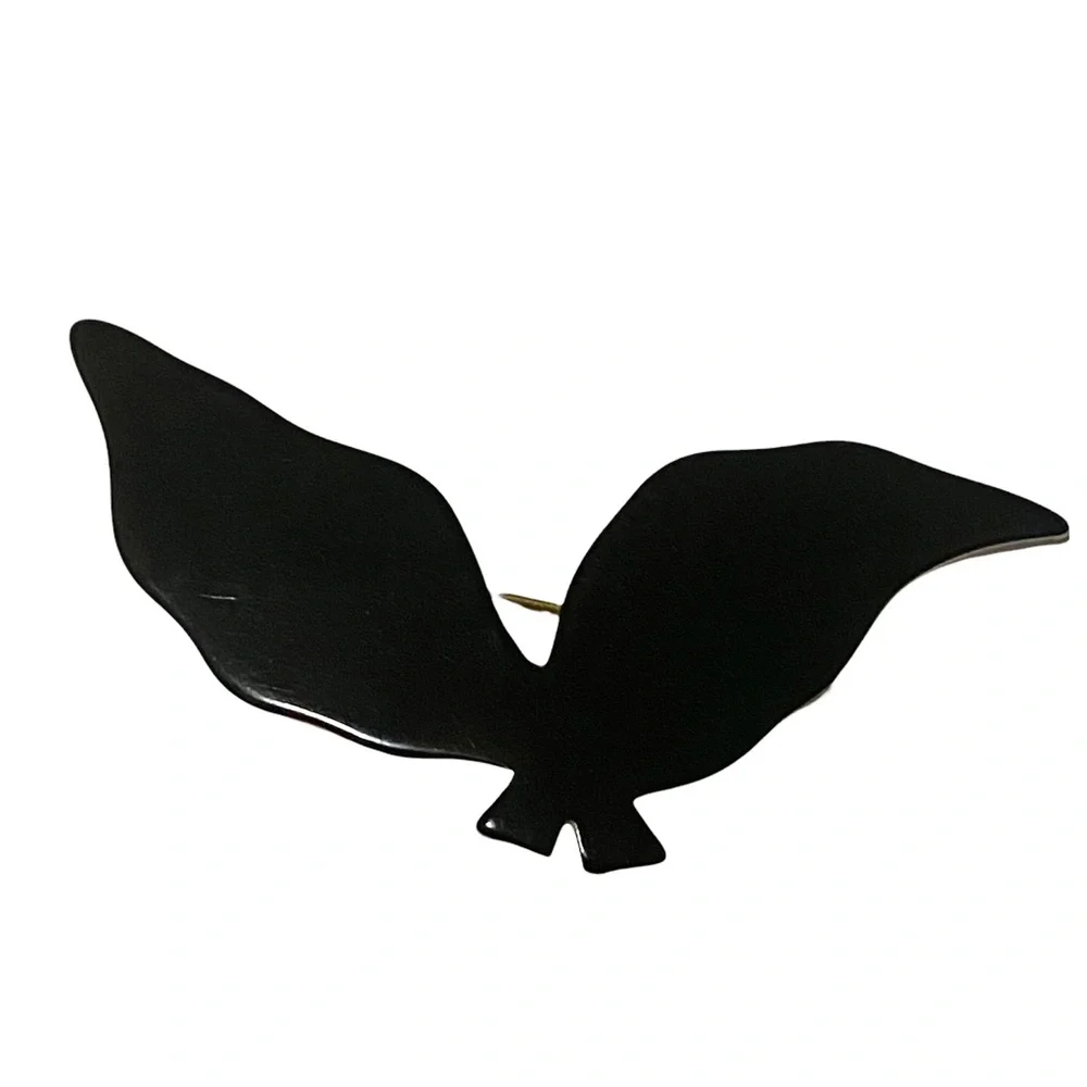 Vintage‎ 1970’s Abstract Black Bird Barrette, Deadstock